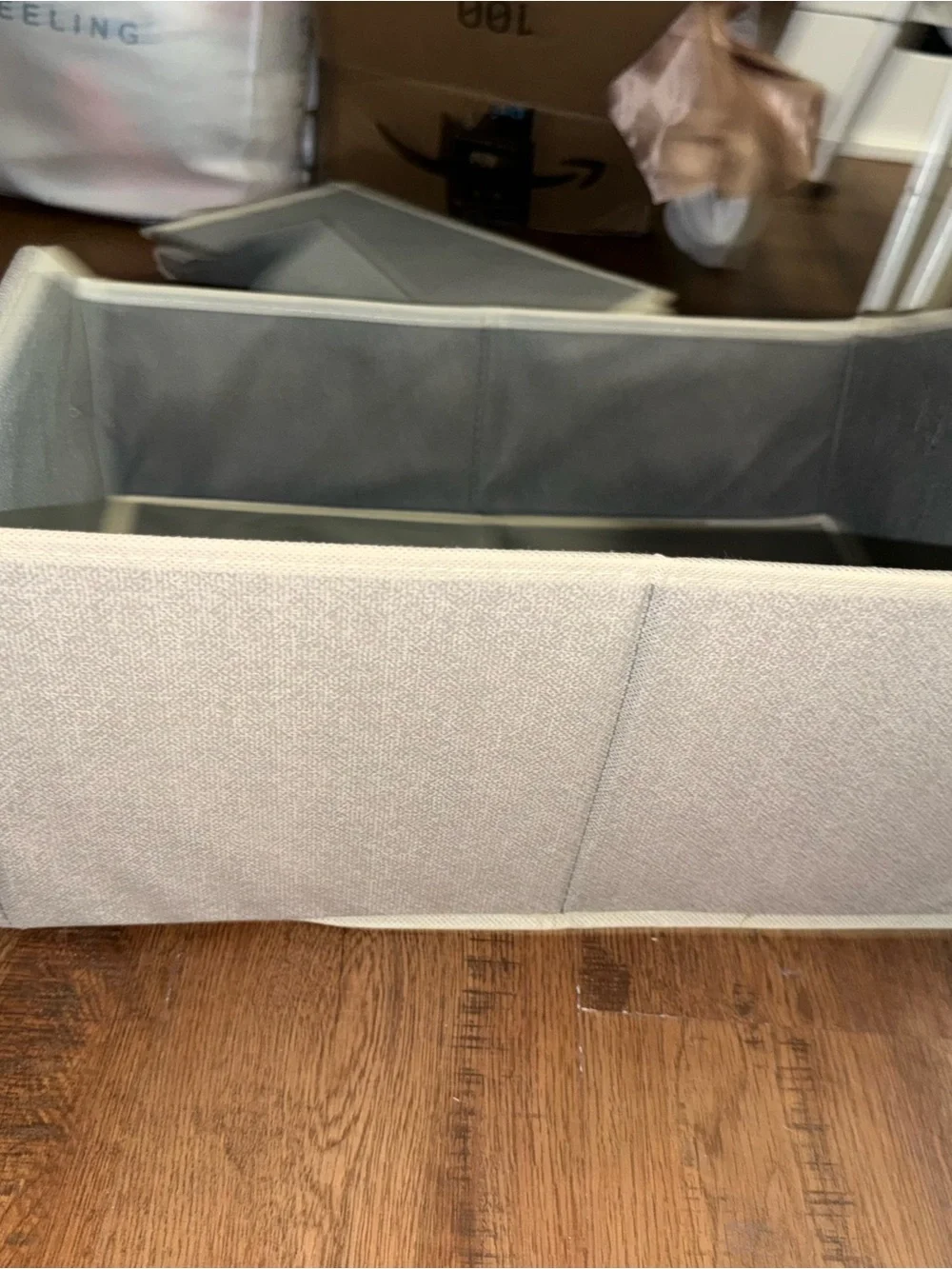 3 items -Foldable Gray Fabric Storage Bin - Home Storage & Organization